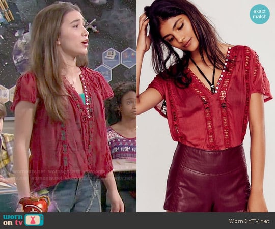 Free People Flower Chain Top worn by Riley Matthews (Rowan Blanchard) on Girl Meets World