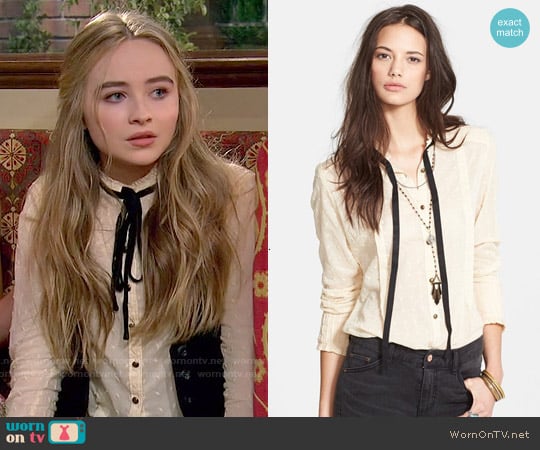 Free People Hannah Neck Tie Top worn by Maya Hart (Sabrina Carpenter) on Girl Meets World