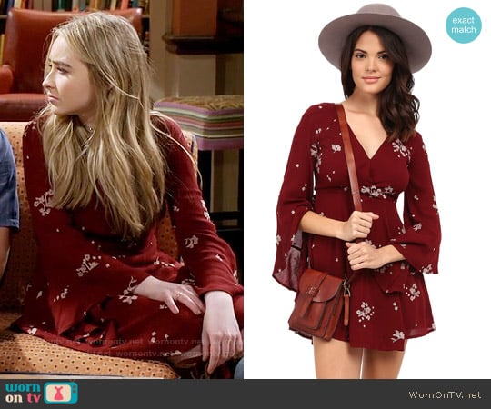 Free People Jasmine Embroidered Mini Dress in Marsala worn by Maya Hart (Sabrina Carpenter) on Girl Meets World