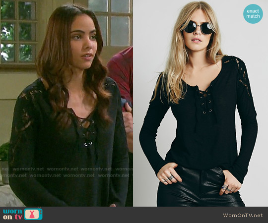 Free People Jennie Tee in Black worn by Ciara Brady (Victoria Konefal) on Days of our Lives