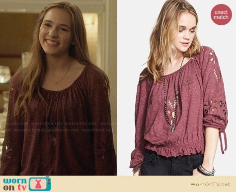 Free People Jewel Blouse in Dark Berry worn by Lennon Stella on Nashville