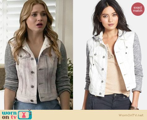 Free People Knit Sleeve Denim Jacket worn by Rita Volk on Faking It