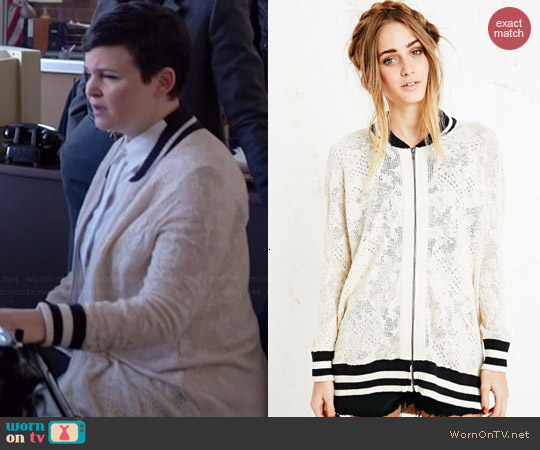 Free People Team Lace Varsity Jacket worn by Ginnifer Goodwin on OUAT