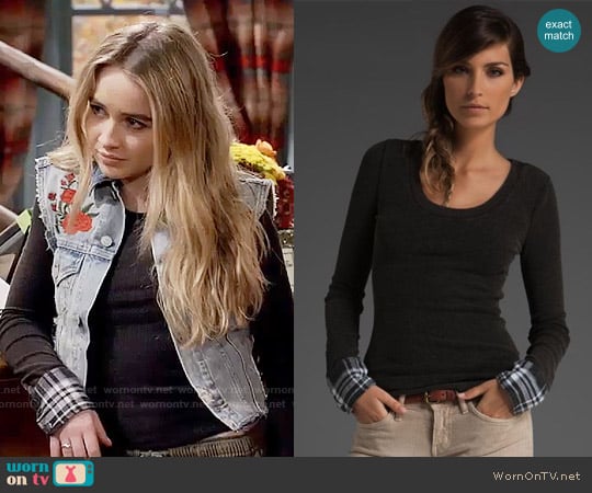 Free People Lou Flannel Cuff Thermal Top worn by Maya Hart (Sabrina Carpenter) on Girl Meets World