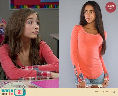 Free People Lou Flannel Cuff Thermal worn by Rowan Blanchard on Girl Meets World