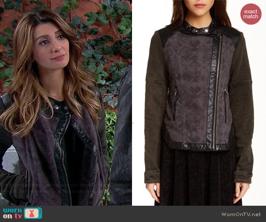 Free People Mixed Media Jacket worn by Nasim Pedrad on Mulaney