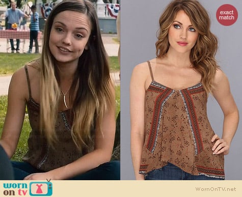 Free People Mixed Print Tank in Taupe Combo worn by Emily Meade on The Leftovers