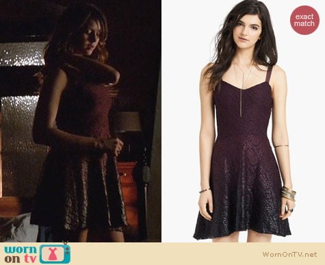 Free People Ombre Foiled Lace Dress in Blackberry Combo worn by Nina Dobrev on The Vampire Diaries