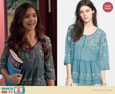 Free People Pennies Sequal Embroidered Top worn by Rowan Blanchard on Girl Meets World