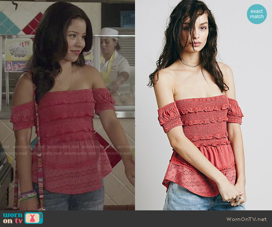 Free People Pep Talk Top in Poppy worn by Mariana Foster (Cierra Ramirez) on The Fosters