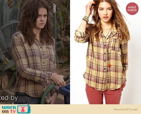 Free People Plaid Button Down Shirt worn by Maia Mitchell on The Fosters