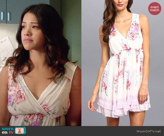 Free People Printed Check Chiffon Dress worn by Gina Rodriguez on Jane the Virgin