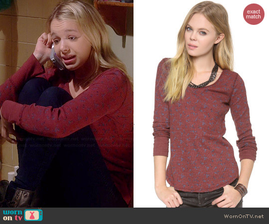 Free People Printed Thermal Top worn by Sadie Calvano on Mom