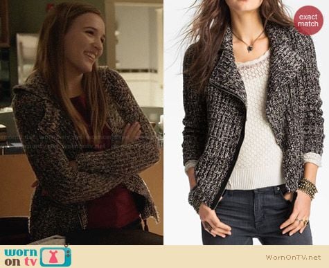 Free People Salt & Pepper Knit Biker Jacket worn by Lennon Stella on Nashville