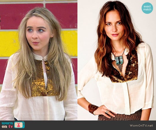 Free People Sequin Button Down worn by Maya Hart (Sabrina Carpenter) on Girl Meets World