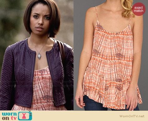 Free People Sierra Tank in Coral Combo worn by Kat Graham on The Vampire Diaries