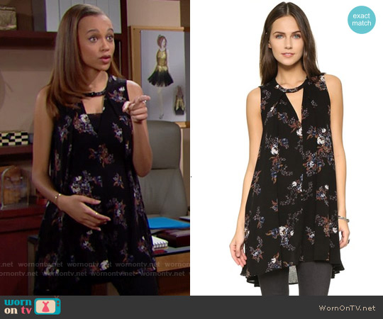 Free People Sleeveless Tree Swing Top worn by Nicole Avant (Reign Edwards) on The Bold and the Beautiful