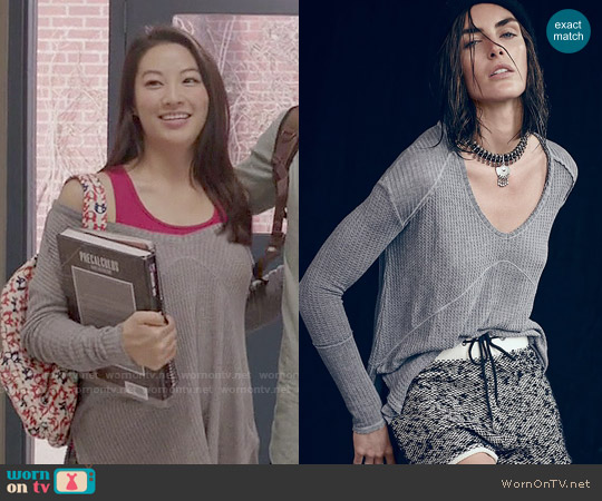 Free People Sunset Park Thermal Top in Heather Grey worn by Kira (Arden Cho) on Teen Wolf