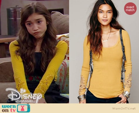 Free People Synergy Cuff Thermal in Yellow worn by Rowan Blanchard on Girl Meets World