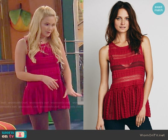 Free People Textured Lace Tunic worn by Lindy Watson (Olivia Holt) on I Didnt Do It