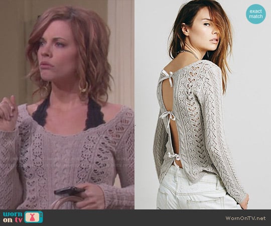 Free People Tight Lace Tie Up Back Pullover worn by Melanie Jonas (Molly Burnett) on Days of our Lives