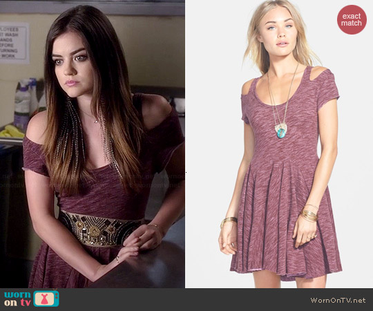 Free People Tiny Dancer Cold Shoulder Dress worn by Lucy Hale on PLL