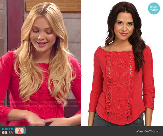 Free People Truly Madly Top in Red worn by Lindy Watson (Olivia Holt) on I Didnt Do It