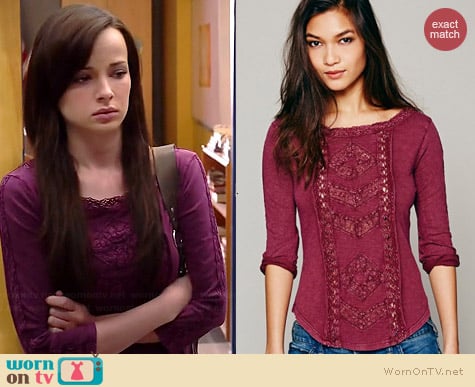 Free People Truly Madly Top in Wine worn by Ashley Rickards on Awkward