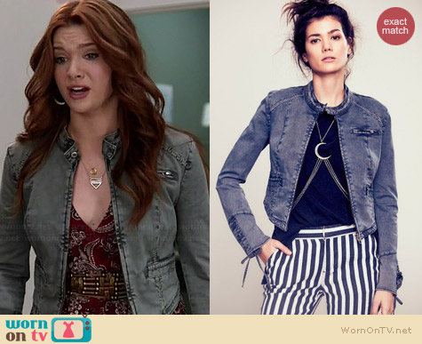 Free People Lace Up Twill Jacket worn by Katie Stevens on Faking It