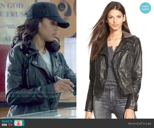 Free People Vegan Leather Hooded Moto Jacket worn by Olivia Pope (Kerry Washington) on Scandal