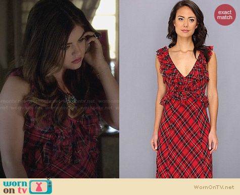 Free People Venitia Plaid Dress worn by Lucy Hale on PLL