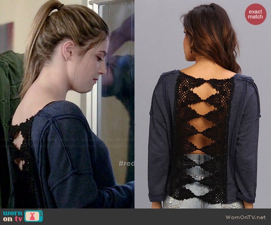 Free People Victorian Lace Pullover worn by Zoe Levin on Red Band Society