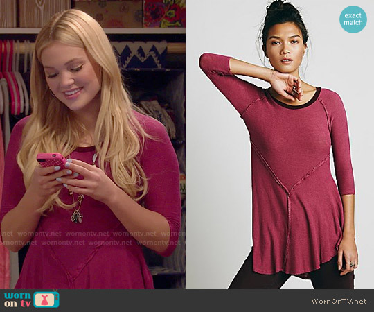 Free People Weekends Layering Top in Berry worn by Lindy Watson (Olivia Holt) on I Didnt Do It