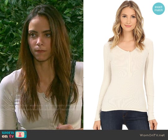 Free People Up All Night Henley in Wheat worn by Ciara Brady (Victoria Konefal) on Days of our Lives