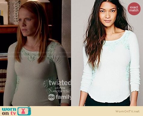 Free People x Soutache Scoopneck Thermal in Mint worn by Katie Leclerc on Switched at Birth