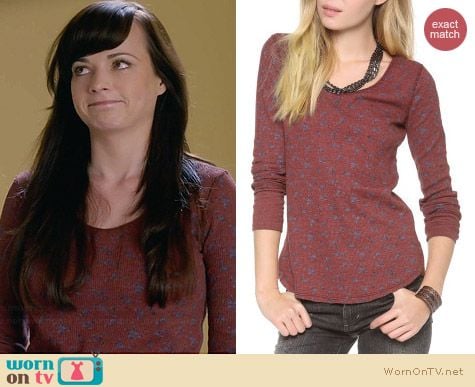 Free People Washed Floral Thermal Top in Washed Red worn by Ashley Rickards on Awkward