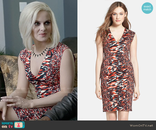 French Connection Print Stretch Cotton V-Neck Sheath Dress worn by Liv Moore (Rose McIver) on iZombie