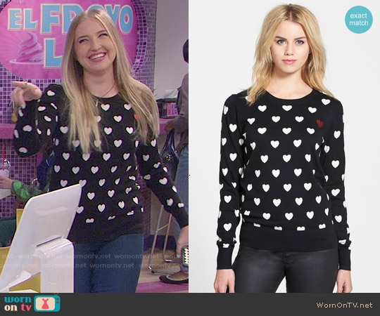 French Connection Broken Hearts Sweater worn by Marisa (Veronica Dunne) on KC Undercover