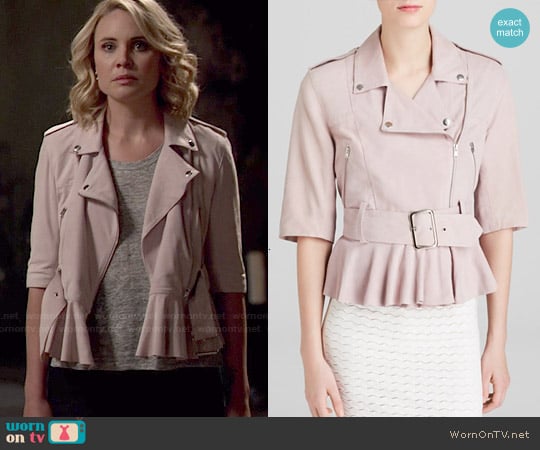 French Connection Desert Suede Moto Jacket worn by Camille O'Connell (Leah Pipes) on The Originals