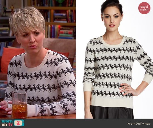 French Connection Horse Knit Sweater worn by Kaley Cuoco on The Big Bang Theory