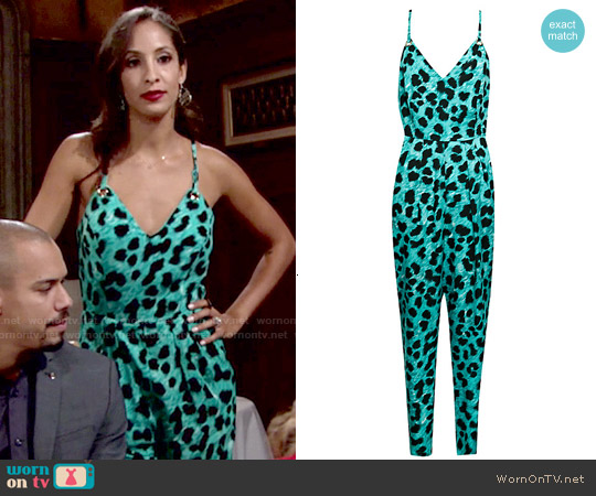 French Connection Leo Leopard Jumpsuit in Caloosa worn by Lily Winters (Christel Khalil) on The Young and the Restless