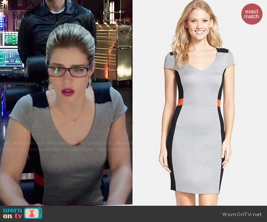 French Connection 'Manhattan' Colorblock Sheath Dress worn by Felicity Smoak (Emily Bett Rickards) on Arrow