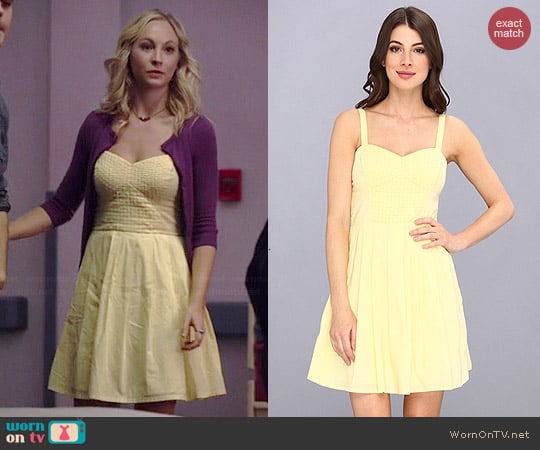 French Connection Monaco Breeze Dress in Beach Club Yellow worn by Candice Accola on The Vampire Diaries