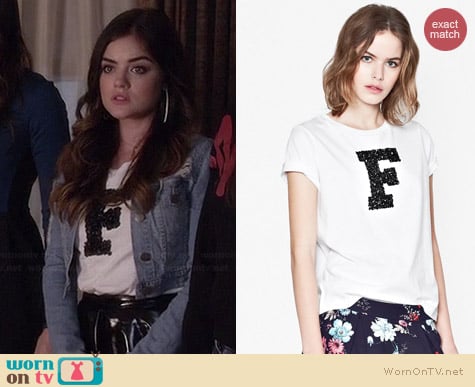 French Connection Sparkle T-shirt worn by Lucy Hale on PLL