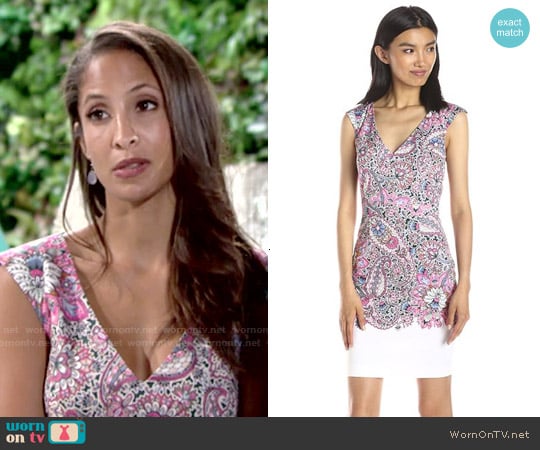 French Connection Sundown Border Printed Dress worn by Lily Winters (Christel Khalil) on The Young and the Restless