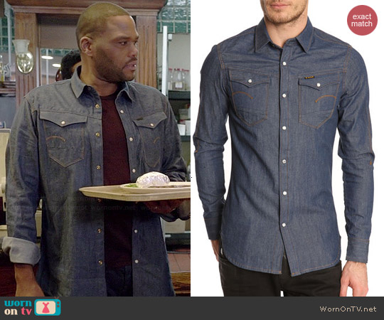 G Star Arc 3D Blue Denim Shirt worn by Anthony Anderson on Black-ish