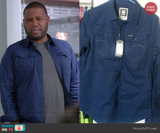 G Star Raw Arc 3D Shirt in Sapphire Blue worn by Anthony Anderson on Black-ish