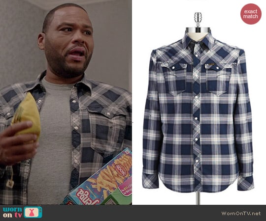 G Star Raw Plaid Sport Shirt in Navy worn by Anthony Anderson on Black-ish