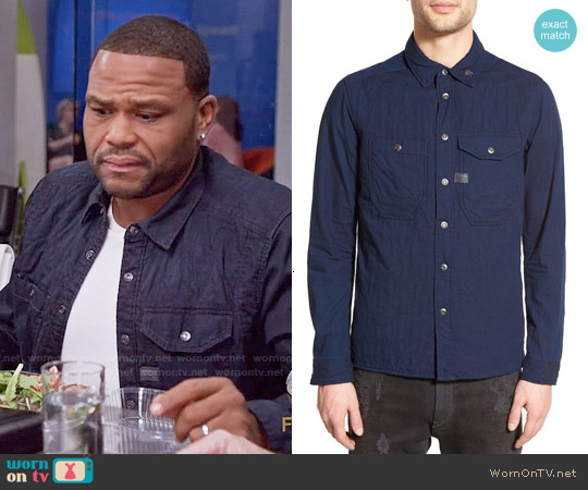 G Star Raw Wolker Shirt in Rinsed Blue worn by Andre Johnson (Anthony Anderson) on Black-ish