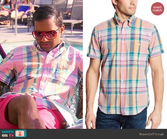 GANT Rugger India Slub Madras Shirt worn by Aziz Ansari on Parks & Rec